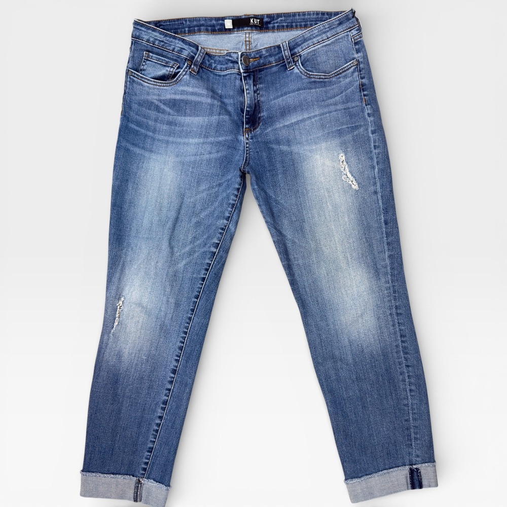Kut From The Kloth Amy Ankle Straight Jeans Women's 14 Blue Stretch Casual Style